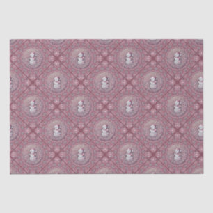 Whimsical Pink Snowman Mandala Geo Diamond Tile Tissue Paper