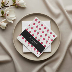 Whimsical Pink Strawberry Wedding Napkins