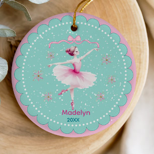 Whimsical Pink Sugar Plum Fairy Nutcracker Ceramic Tree Decoration