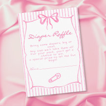 Whimsical Pink Watercolor Bow Stripe Baby Shower