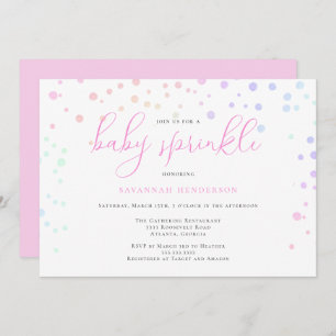 Whimsical Pink Watercolor Confetti Baby Sprinkle Invitation