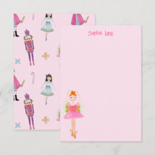 Whimsical Pink Watercolor Nutcracker Ballerina Thank You Card