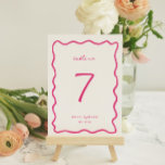 Whimsical Pink Wedding Table Number Card<br><div class="desc">Whimsical Pink Wavy Line Frame,  wedding table number card. Please note that table number cards must be numbered and added to your cart individually. Frame colour and fonts can be changed by selecting the "edit using design tool" feature.</div>