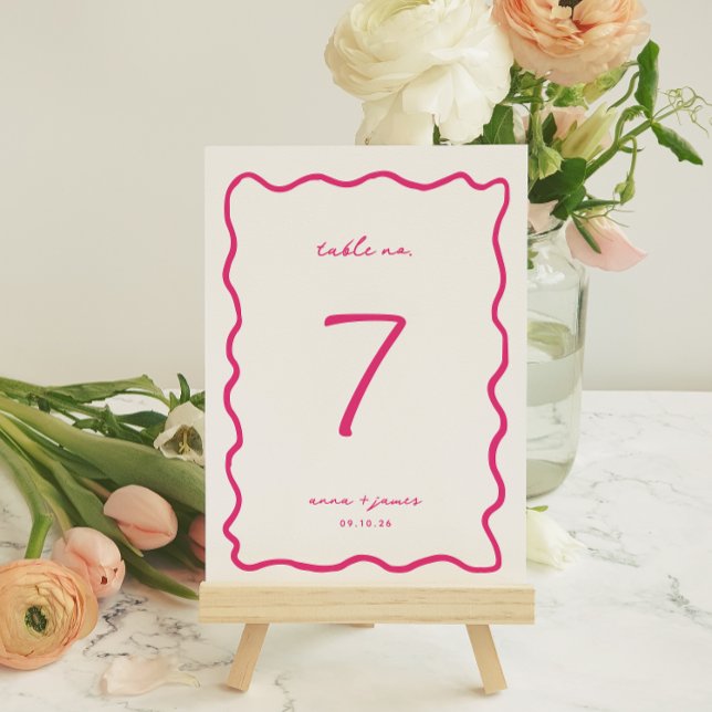 Whimsical Pink Wedding Table Number Card (Creator Uploaded)