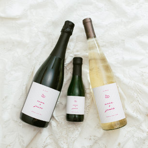 Whimsical Pink Wedding Wine Label