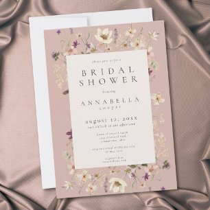 Whimsical Pink Wildflower Floral Bridal Shower Invitation