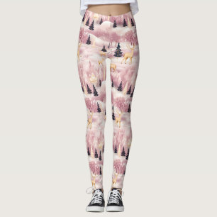Whimsical Pink Winter Landscape (1) Leggings