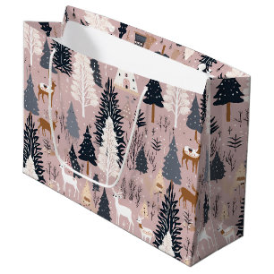 Whimsical Pink Winter Landscape (3) Large Gift Bag