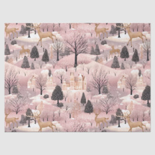 Whimsical Pink Winter Landscape (4) Tissue Paper
