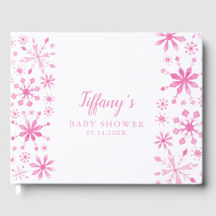 Whimsical Pink Winter Wonderland Baby Shower Guest Book