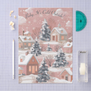 Whimsical Pink Winter Wonderland Gift Wrap Shower Tissue Paper