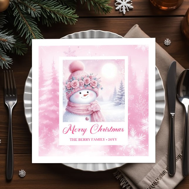 Whimsical Pinkmas Kids Christmas Scene Cozy Forest Napkin (Whimsical Pinkmas Kids Christmas Scene Cozy Forest Christmas Napkins

)