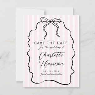 Whimsical Pinstripe Bow Wedding Save The Date