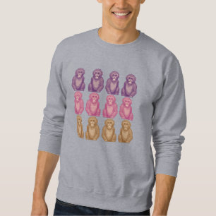 Whimsical Pixel Style Colourful Monkeys Sweatshirt