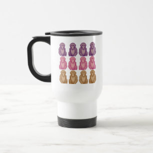 Whimsical Pixel Style Colourful Monkeys Travel Mug