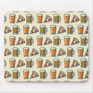 Whimsical Pizza and Beer Pattern Mouse Mat