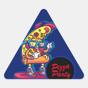 Whimsical Pizza Party Triangle Sticker