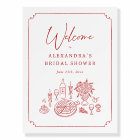 Whimsical Pizza & Wine Bridal Shower Welcome Sign