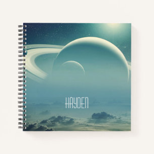Whimsical Planets Space Dreamscape Personalised Notebook