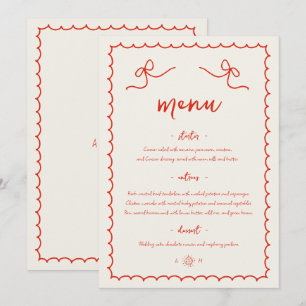Whimsical Playful Retro Hand Drawn French Wedding Menu