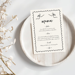 Whimsical Playful Retro Hand Drawn French Wedding Menu