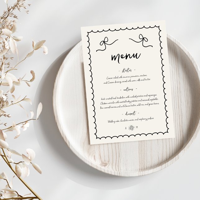 Whimsical Playful Retro Hand Drawn French Wedding Menu (Creator Uploaded)