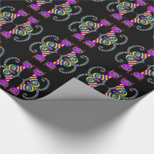 Whimsical Playful Striking Cat Pattern Wrapping Paper