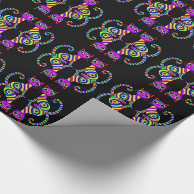 Whimsical Playful Striking Cat Pattern Wrapping Paper (Corner)