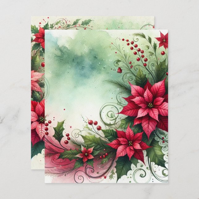 Whimsical Poinsettia Christmas Garland Scrapbook (Front/Back)