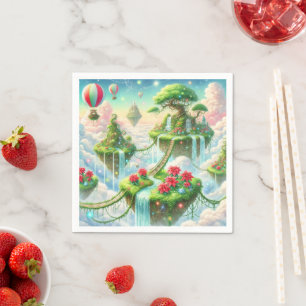 Whimsical Poinsettia Sky Islands Découpage Napkins