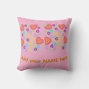 Whimsical Pointillism Heart Balloons with Confetti Cushion