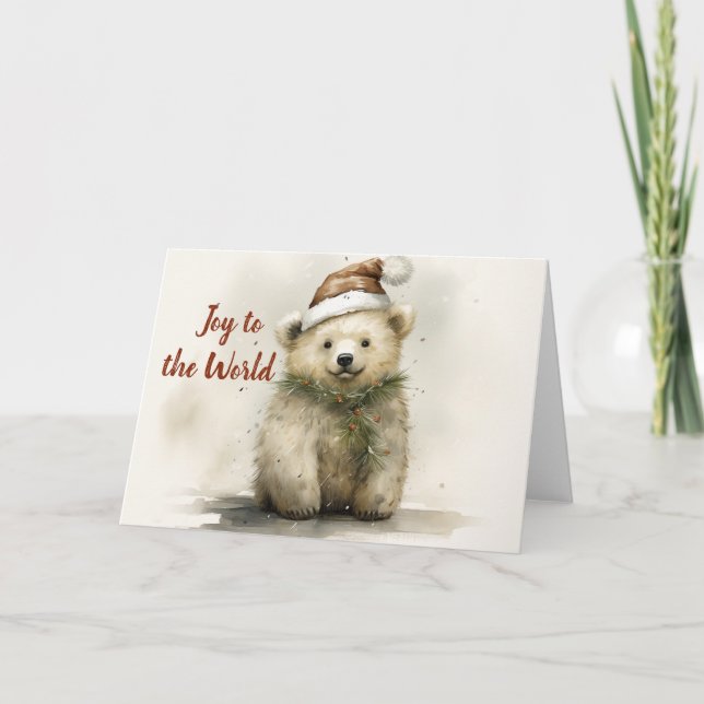 Whimsical Polar Bear Christmas Card  (Front)