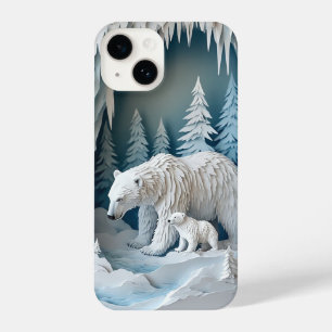 Whimsical Polar Bear Winter Tale ✨ Snow Paper Art  iPhone 14 Case