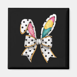 Whimsical Polka Dot Bow Ears Easter Sunday Magnet