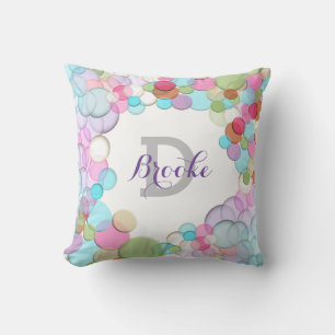 Whimsical Polka-Dot Monogram Throw Pillow