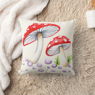 Whimsical Polka Dot Mushrooms Cushion