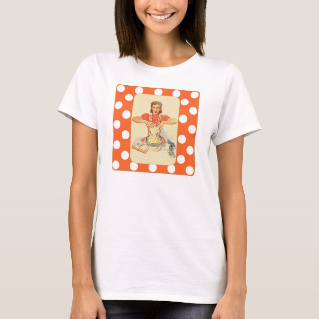 Whimsical Polka Dot Retro Cook T-Shirt (Front)