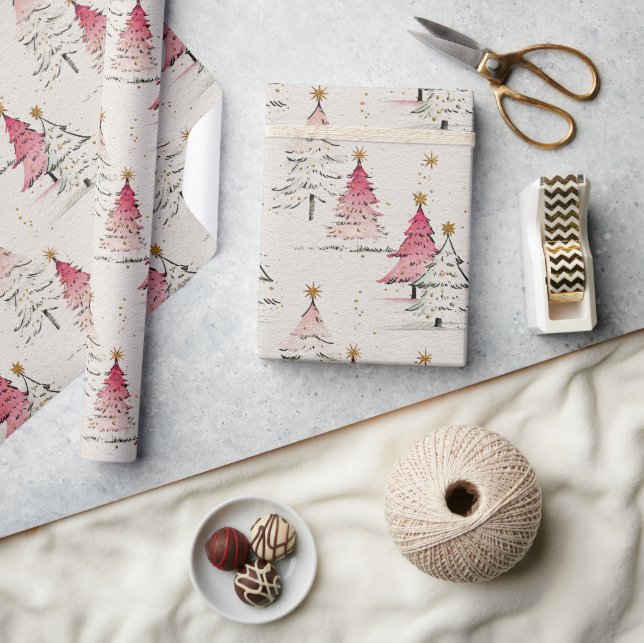 Whimsical Polka Dot Tree Christmas Decor Wrapping Paper (Crafts)