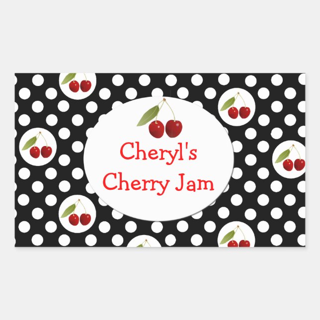 Whimsical Polka Dots and Cherries Label (Front)