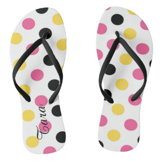Whimsical Polka Dots Personalised Flip Flops