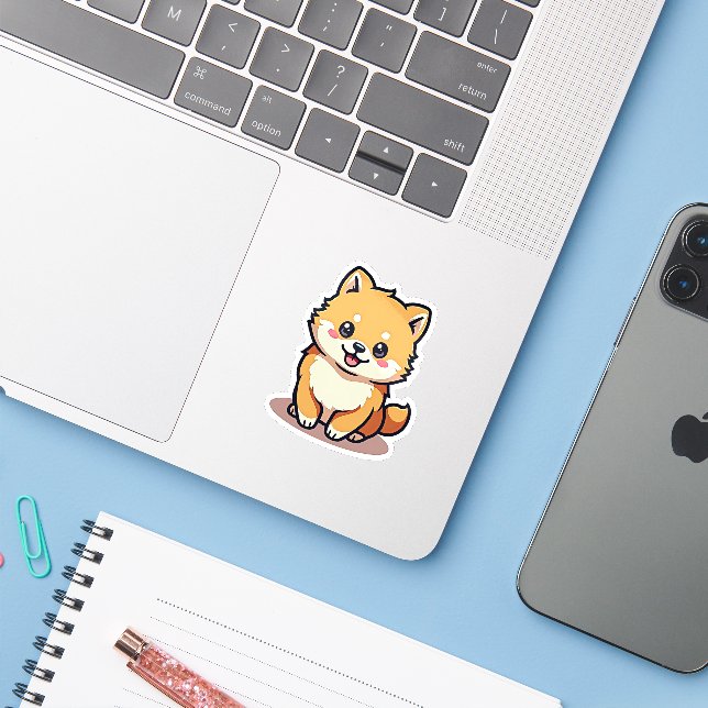 Whimsical Pomeranian, Bright and Beaming, Small (Laptop w/ iPhone)