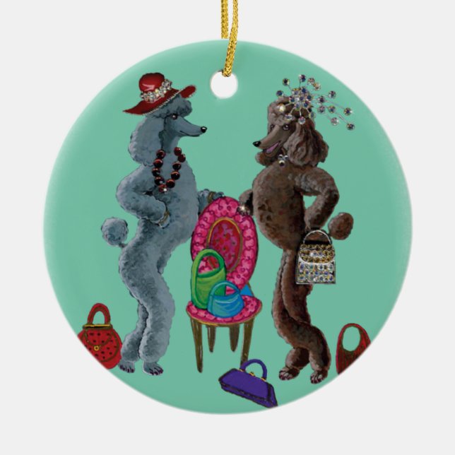 Whimsical Poodle Christmas Ornament (Front)