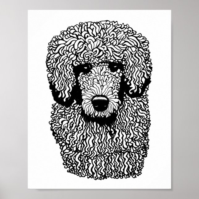 Whimsical Poodle Dog Head Animals Pets art Poster (Front)
