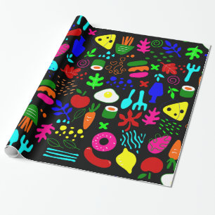 whimsical pop art fruit sushi wrapping paper
