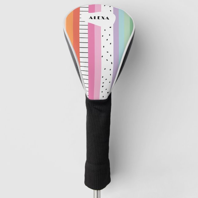 Whimsical Pop Stripes Golf Head Cover (Front)