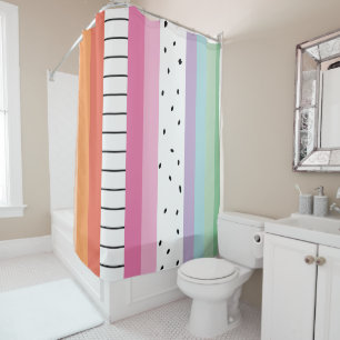 Whimsical Pop Stripes Shower Curtain