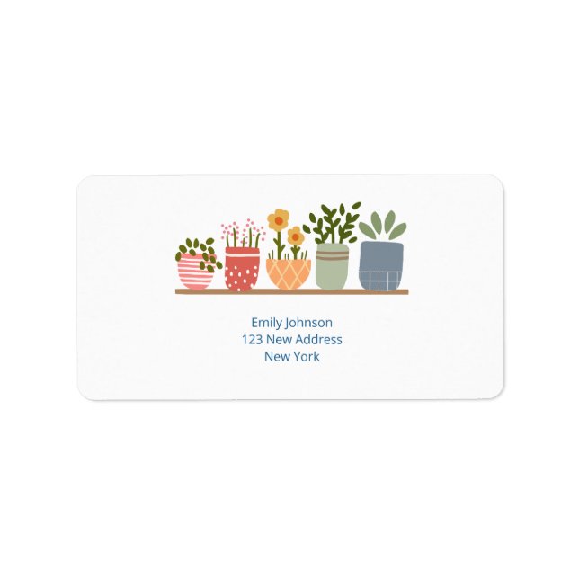 Whimsical Potted Flowers Garden Lover Label (Front)