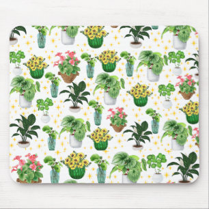 Whimsical Potted Plants Blanket Mouse Mat