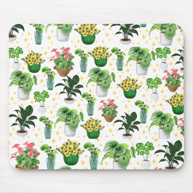 Whimsical Potted Plants Blanket Mouse Mat (Front)