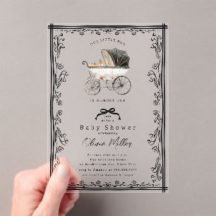 Whimsical Pram Baby Shower  Invitation